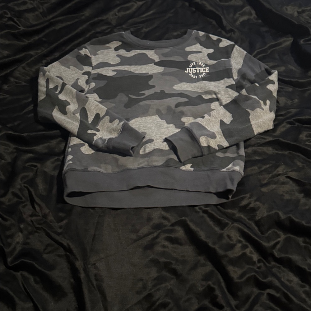Justice Gray and Black Camo Sweatshirt